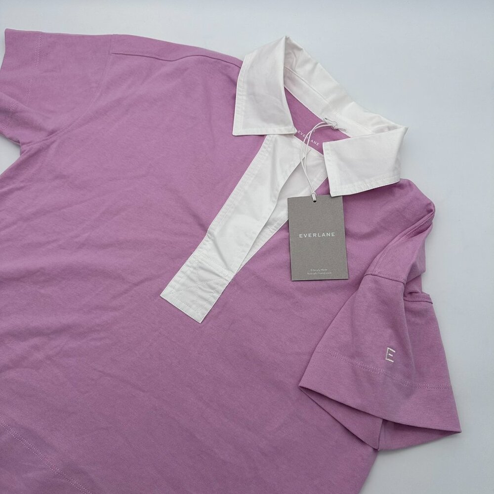 Everlane Women's The Retro Organic Cotton Oversized Jersey Polo Shirt, Mauve